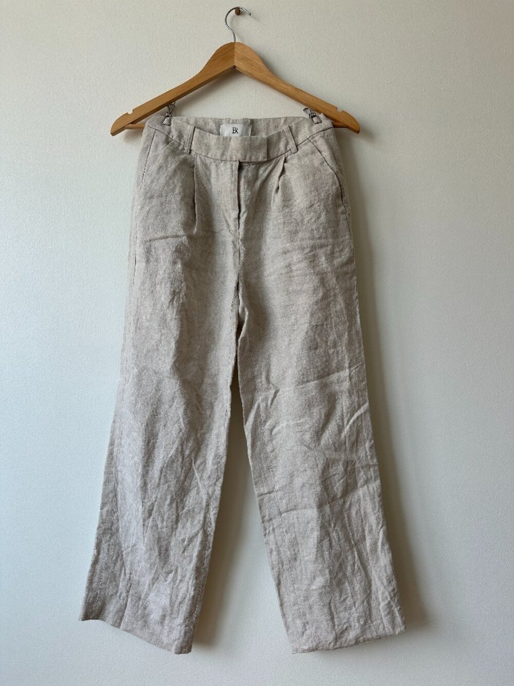 Banana Republic Beige Linen Wide-Leg Trousers